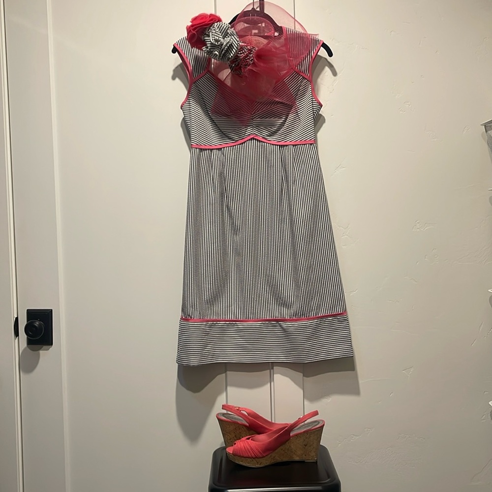Kentucky derby bundle #2 seersucker dress, shoes & fascinator